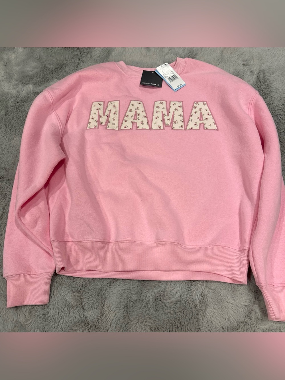 Grayson Threads Pink Floral Appliqué Crewneck